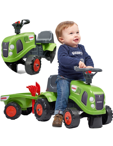 FALK Traktorek Baby Claas Zielony z Przyczepką + akc. od 1 roku
