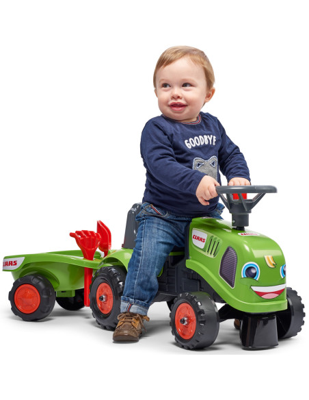 FALK Traktorek Baby Claas Zielony z Przyczepką + akc. od 1 roku
