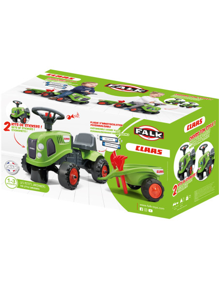 FALK Traktorek Baby Claas Zielony z Przyczepką + akc. od 1 roku