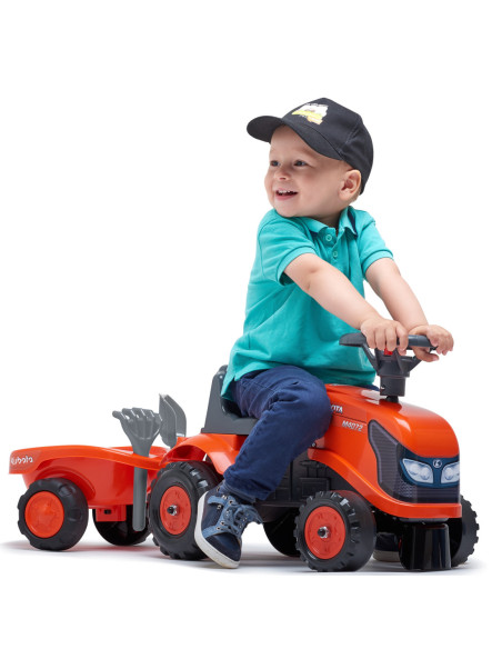 FALK Traktorek Baby Valtra Biały z Przyczepką + akc. od 1 roku