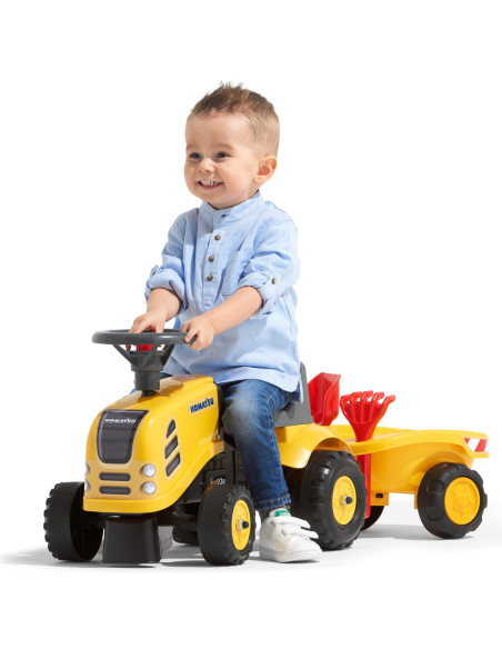 FALK Traktorek Baby Mac Cormick Żółty z Przyczepką + akc. od 1 roku