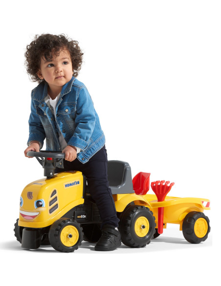 FALK Traktorek Baby Mac Cormick Żółty z Przyczepką + akc. od 1 roku