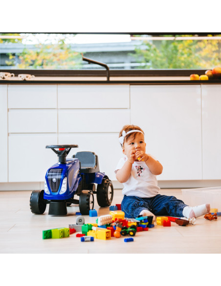 FALK Traktorek Baby Komatsu Żółty z Przyczepką + akc. od 1 roku