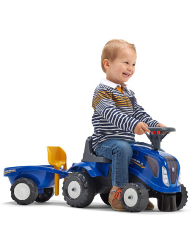 FALK Traktorek Baby Komatsu Żółty z Przyczepką + akc. od 1 roku