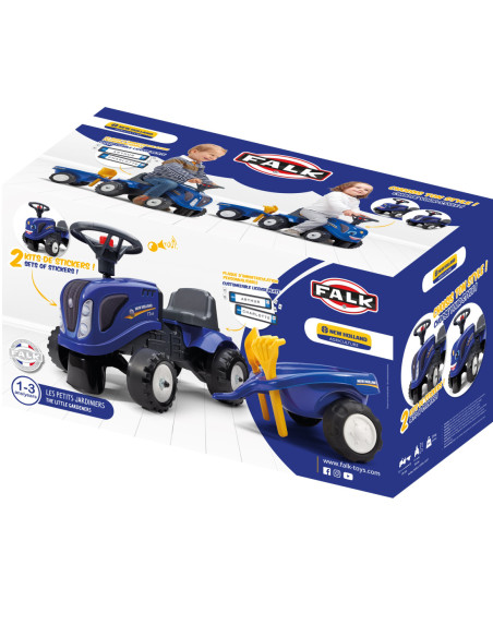 FALK Traktorek Baby Komatsu Żółty z Przyczepką + akc. od 1 roku