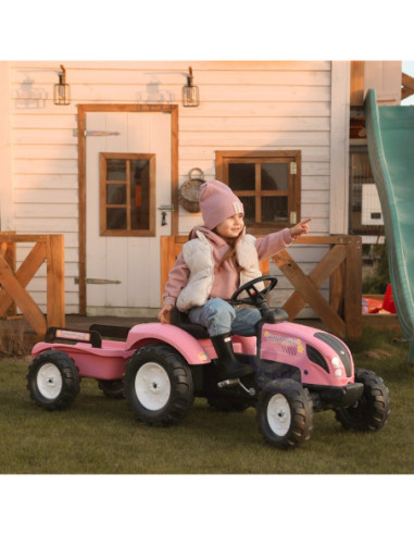 FALK Traktor Country Star Różowy na Pedały + Przyczepka i Klakson od 2 Lat.