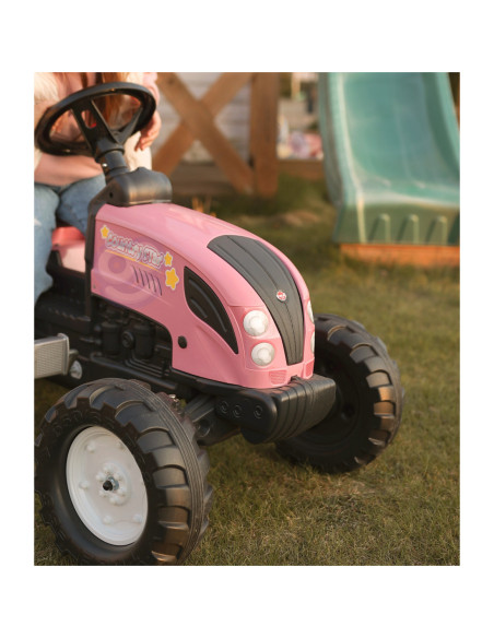 FALK Traktor Country Star Różowy na Pedały + Przyczepka i Klakson od 2 Lat.
