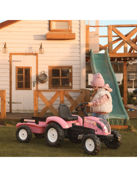 FALK Traktor Country Star Różowy na Pedały + Przyczepka i Klakson od 2 Lat.