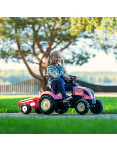 FALK Traktor Country Star Różowy na Pedały + Przyczepka i Klakson od 2 Lat.
