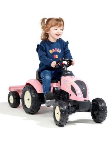 FALK Traktor Country Star Różowy na Pedały + Przyczepka i Klakson od 2 Lat.