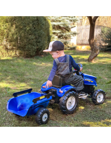 FALK Traktor na Pedały New Holland Duży z Przyczepką + Otwierana Maska od 2 lat