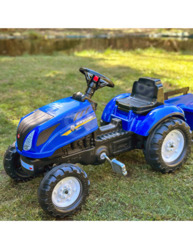 FALK Traktor na Pedały New Holland Duży z Przyczepką + Otwierana Maska od 2 lat