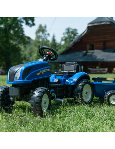 FALK Traktor na Pedały New Holland Duży z Przyczepką + Otwierana Maska od 2 lat