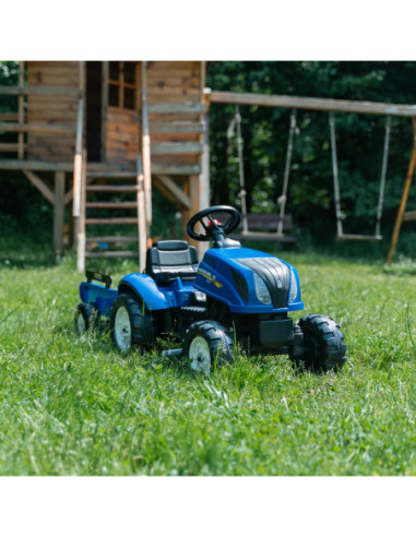FALK Traktor na Pedały New Holland Duży z Przyczepką + Otwierana Maska od 2 lat