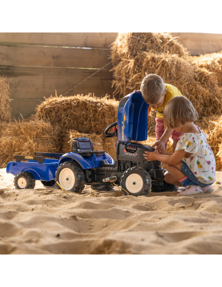 FALK Traktor na Pedały New Holland Duży z Przyczepką + Otwierana Maska od 2 lat
