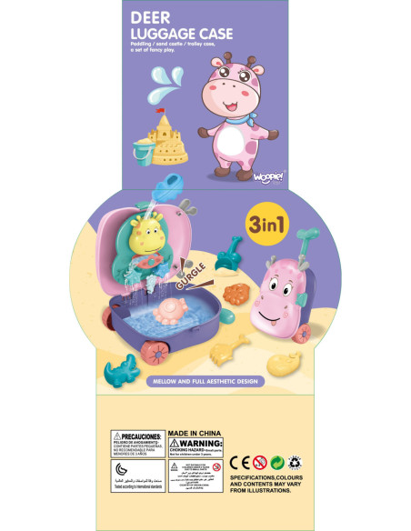 WOOPIE Zestaw do Piasku 3w1 Walizka  Jelonek+ Zabawka Wodna