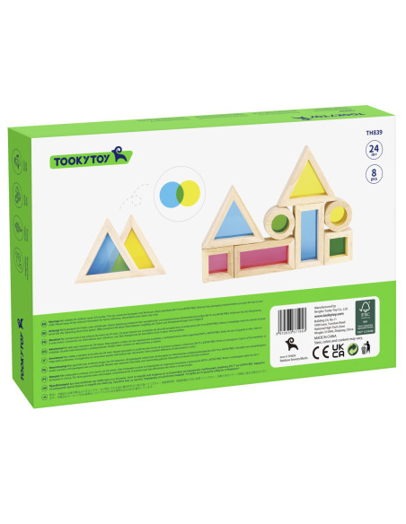 TOOKY TOY Drewniane Kolorowe Klocki Lustra Zestaw 8 el.