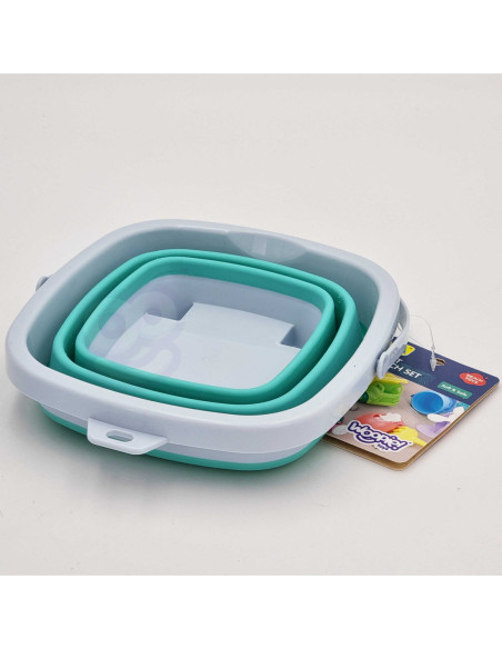 WOOPIE Wiaderko Składane Kwadratowe Niebieskie