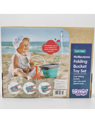 WOOPIE Zestaw Silikonowe Wiaderko z Grabkami Łopatką Niebieskie