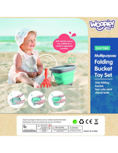 WOOPIE Zestaw Silikonowe Wiaderko z Grabkami Łopatką Niebieskie