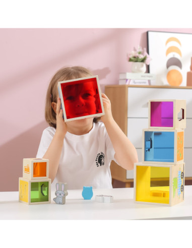 VIGA Drewniana Piramidka Układanka Klocki Sorter