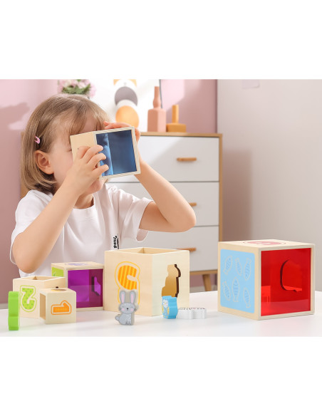 VIGA Drewniana Piramidka Układanka Klocki Sorter