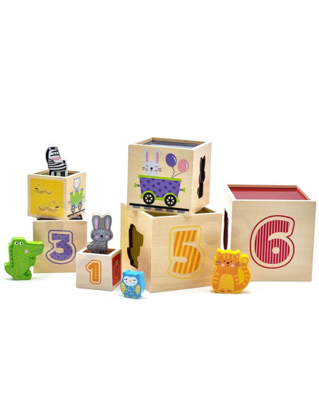 VIGA Drewniana Piramidka Układanka Klocki Sorter