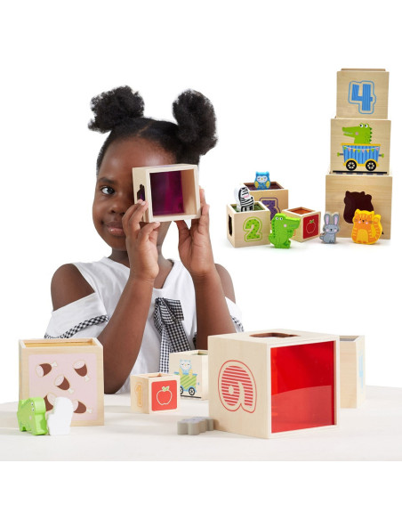 VIGA Drewniana Piramidka Układanka Klocki Sorter