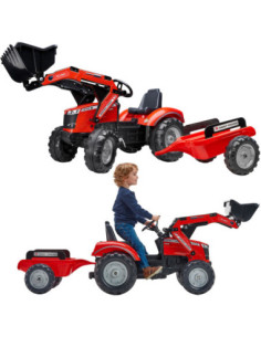 FALK Massey Ferguson Red Pedal Tractor with Trailer from 3 Years
