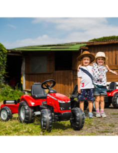 FALK Pedalinis Massey Ferguson Raudonas traktorius su priekaba 3+ 2