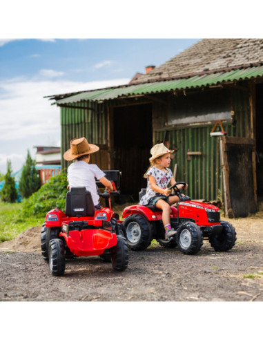 FALK Traktor Massey Ferguson Czerwony na Pedały z Przyczepką od 3 Lat