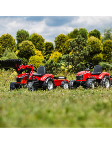 FALK Traktor Massey Ferguson Czerwony na Pedały z Przyczepką od 3 Lat