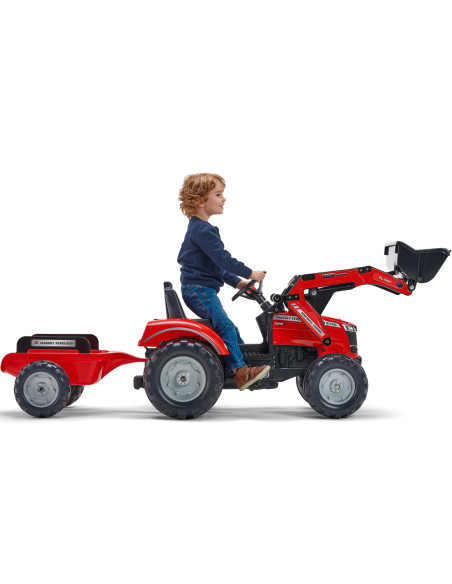FALK Traktor Massey Ferguson Czerwony na Pedały z Przyczepką od 3 Lat