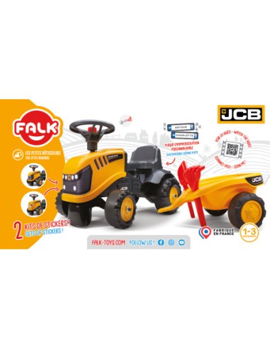FALK Traktorek JCB Pomarańćzowy z Przyczepką od 1 roku