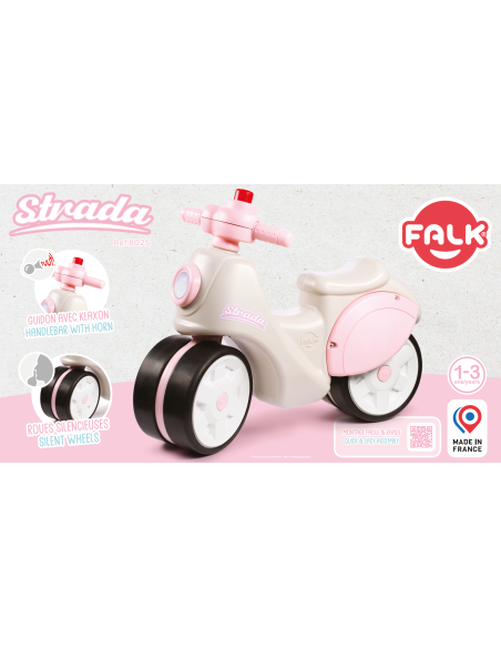 Falk Jeździk Scooter Strada Retro Dla Dziewczynki Ciche Opony od 1 Roku