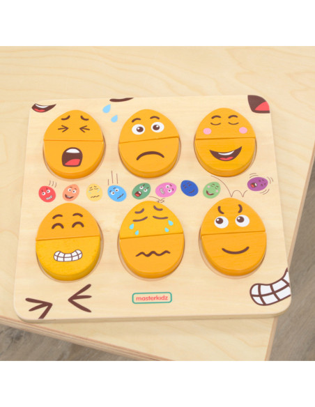 MASTERKIDZ Tablica do Nauki Emocji Drewniane Jajka jaki Humor?