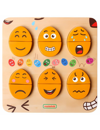 MASTERKIDZ Tablica do Nauki Emocji Drewniane Jajka jaki Humor?