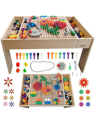 MASTERKIDZ Drewniany Stół Edukacyjny +AKCESORIA STEM WALL