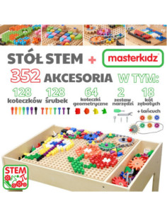 MASTERKIDZ Drewniany Stół Edukacyjny +AKCESORIA STEM WALL 2