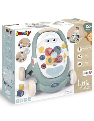 SMOBY Little Chodzik 3w1 Pchacz Interaktywny Wózek