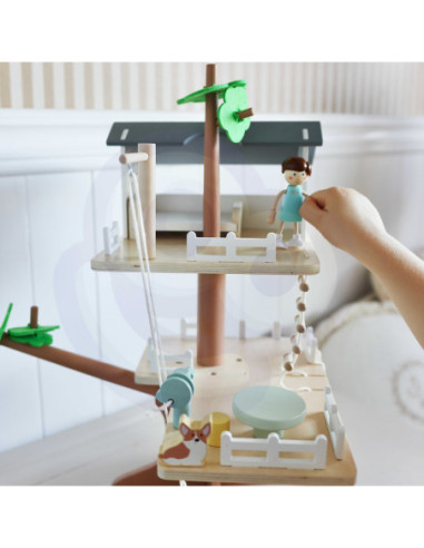 CLASSIC WORLD Drewniany Domek na Drzewie dla Lalek 31 el.