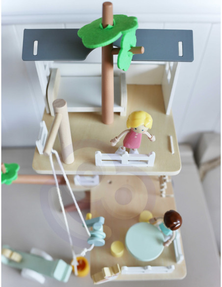 CLASSIC WORLD Drewniany Domek na Drzewie dla Lalek 31 el.