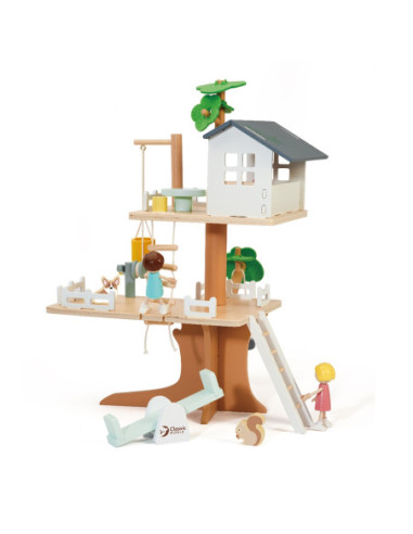 CLASSIC WORLD Drewniany Domek na Drzewie dla Lalek 31 el.