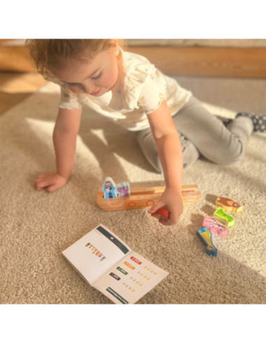 Tooky Toy Drewniana Arka Noego + Książeczka z Zagadkami