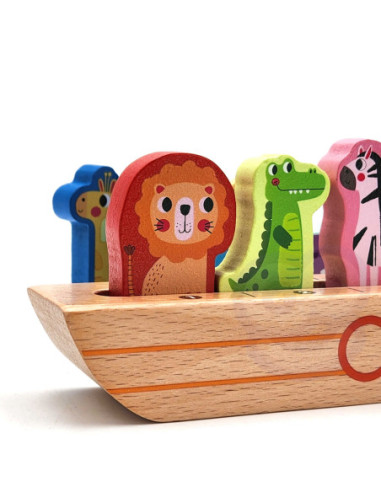 Tooky Toy Drewniana Arka Noego + Książeczka z Zagadkami