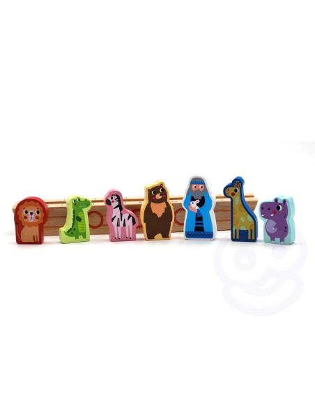 Tooky Toy Drewniana Arka Noego + Książeczka z Zagadkami
