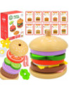 WOOPIE GREEN Drewniany Burger Restauracja Układanka dla Dzieci 15 el. Certyfikat FSC