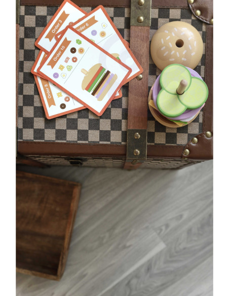 WOOPIE GREEN Drewniany Burger Restauracja Układanka dla Dzieci 15 el. Certyfikat FSC