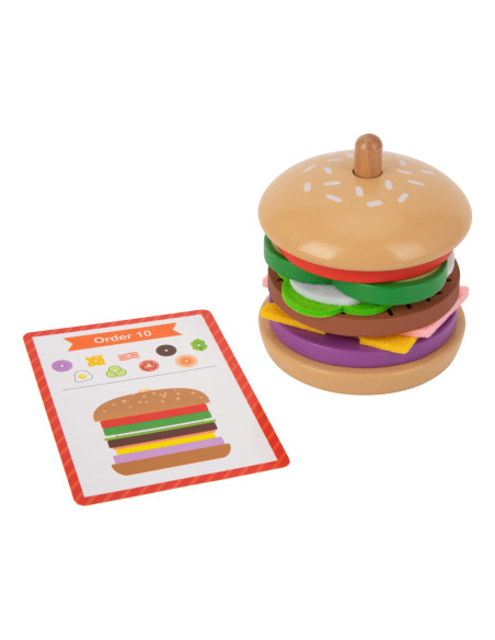 WOOPIE GREEN Drewniany Burger Restauracja Układanka dla Dzieci 15 el. Certyfikat FSC