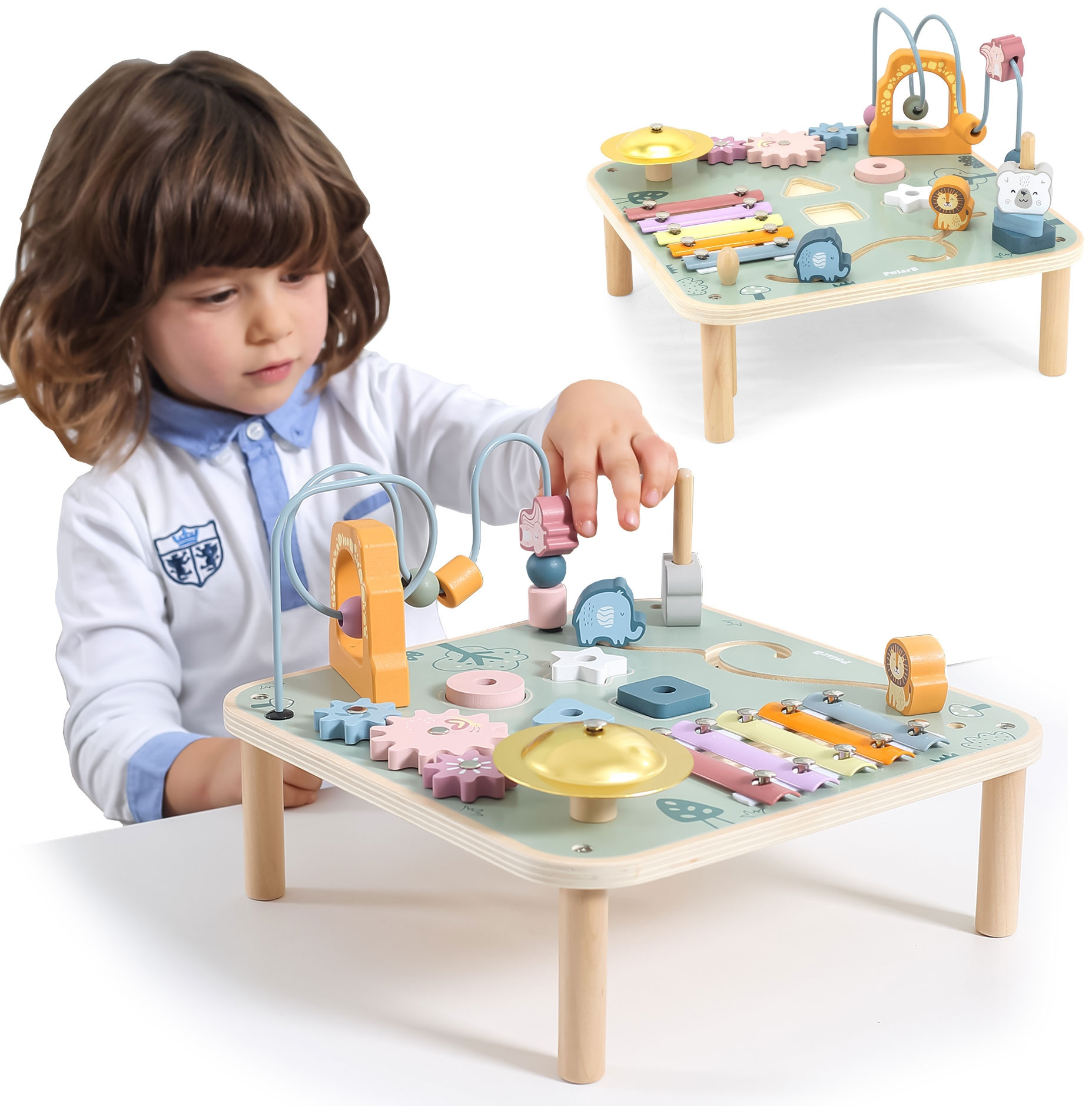 VIGA PolarB Pedagogiskt Aktivitetsbord Motorikbana Cymbaler Montessori
